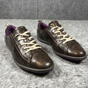 Ecco Shoes Womens Size 10-10.5 Brown Leather Lace Up Comfort Walking Sneakers 41